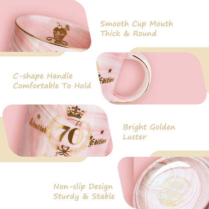 Best Friend Birthday Gifts for Women, Friendship Gifts for Women, Unique Birthday Valentines Day Gift Ideas for Her, Friends Female, Besties, BFF Ceramic Marble Coffee Mug Gift Box Printed Gold 14 oz
