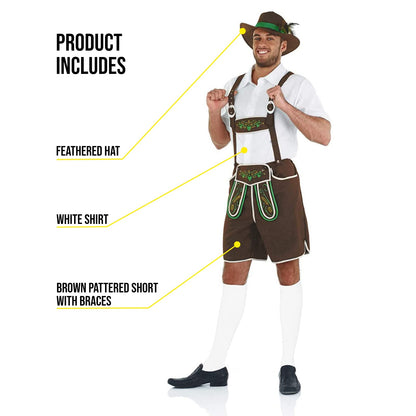 Fun Shack Lederhosen Men Costume, October Festival Costume For Men, Oktoberfest Costumes, Fancy Dress For Adults, Medium