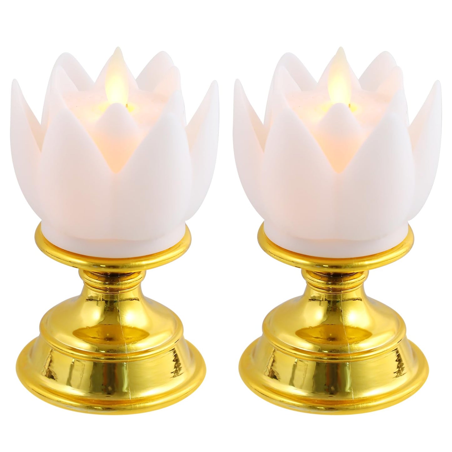 Garneck 2 PCS LED Lotus Buddhist Lights - Buddhist Supplies Altar Lamp - Pure White Buddhist LED Fake Oil Light - Vintage LED Candles Buddha Occasions