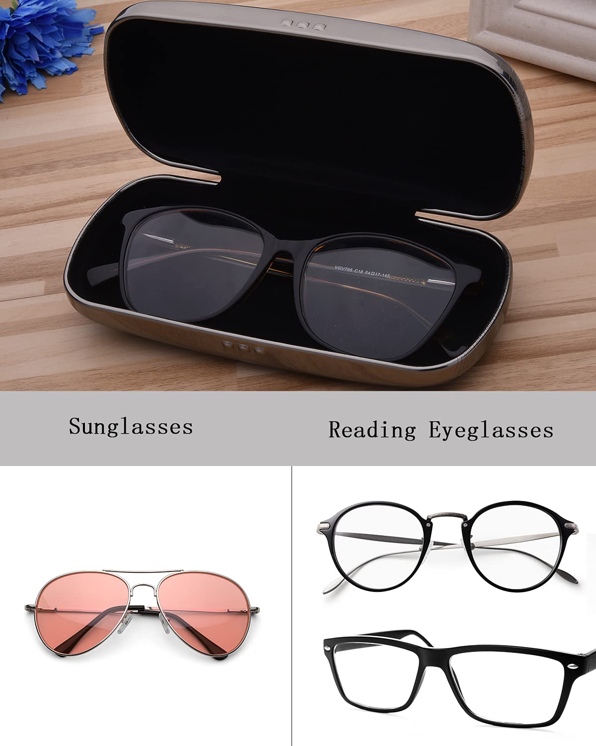 Philley Sunglasses Case Striped Aluminum Hard Shell Metal Spectacles Box Eyeglasses Case for Women & Men(Grey)