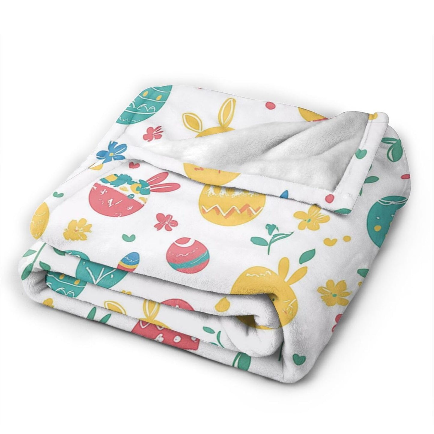Easter Eggs Bunny Throw Blanket Soft Lightweight Flannel Fleece Blanket 50"X40" for Bed Sofa Couch Camping Travel