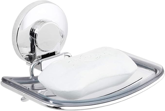 LEVERLOC Chrome Suction Cup Soap Dish Holder