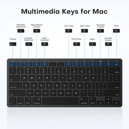 OMOTON Bluetooth Keyboard Compatible with Mac, Compact Wireless Keyboard Compatible with MacBook Pro/Air, iMac, Mac mini/Pro Laptop and PC (Silver)