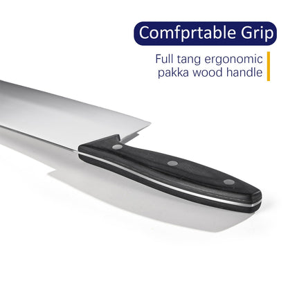 PANROCK Chinese Cleaver Knife 7 Inch, Meat Knife Ultra Sharp Lightweight for Kitchen - High Carbon Steel Blade with Mirror Finish No Stain, Anti-Slip Ergonomic Handle in Gift Box