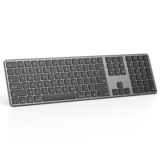 OMOTON Bluetooth Keyboard Compatible with Mac, with Numeric Keypad, Rechargeable Wireless Keyboard Compatible with MacBook Pro/Air, iMac, Mac mini/Pro Laptop and PC (Silver)
