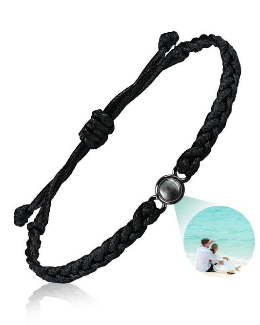 SUPHELPU Custom Bracelets with Picture inside, Personalized Circle Photo Bracelet Projection, Personalized Photo Gifts for Memorial Boyfriend Couples Christmas, Women's Identification Bracelets