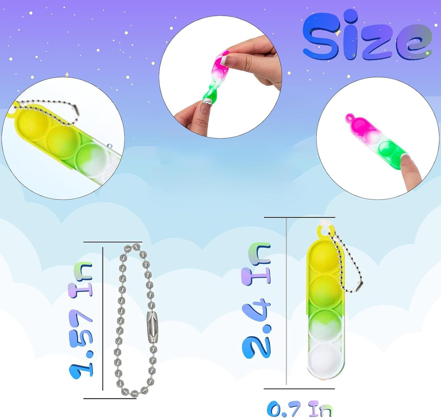 360 Pcs Rectangle Pop Keychain Mini Fidget Toys Bulk for Kids,Mini Pop Fidget Keychain Party Favors for Kids 4-8,8-12, Goodie Bag Stuffers Fidgets for Classroom Prizes Sensory Fidget Toy Packs