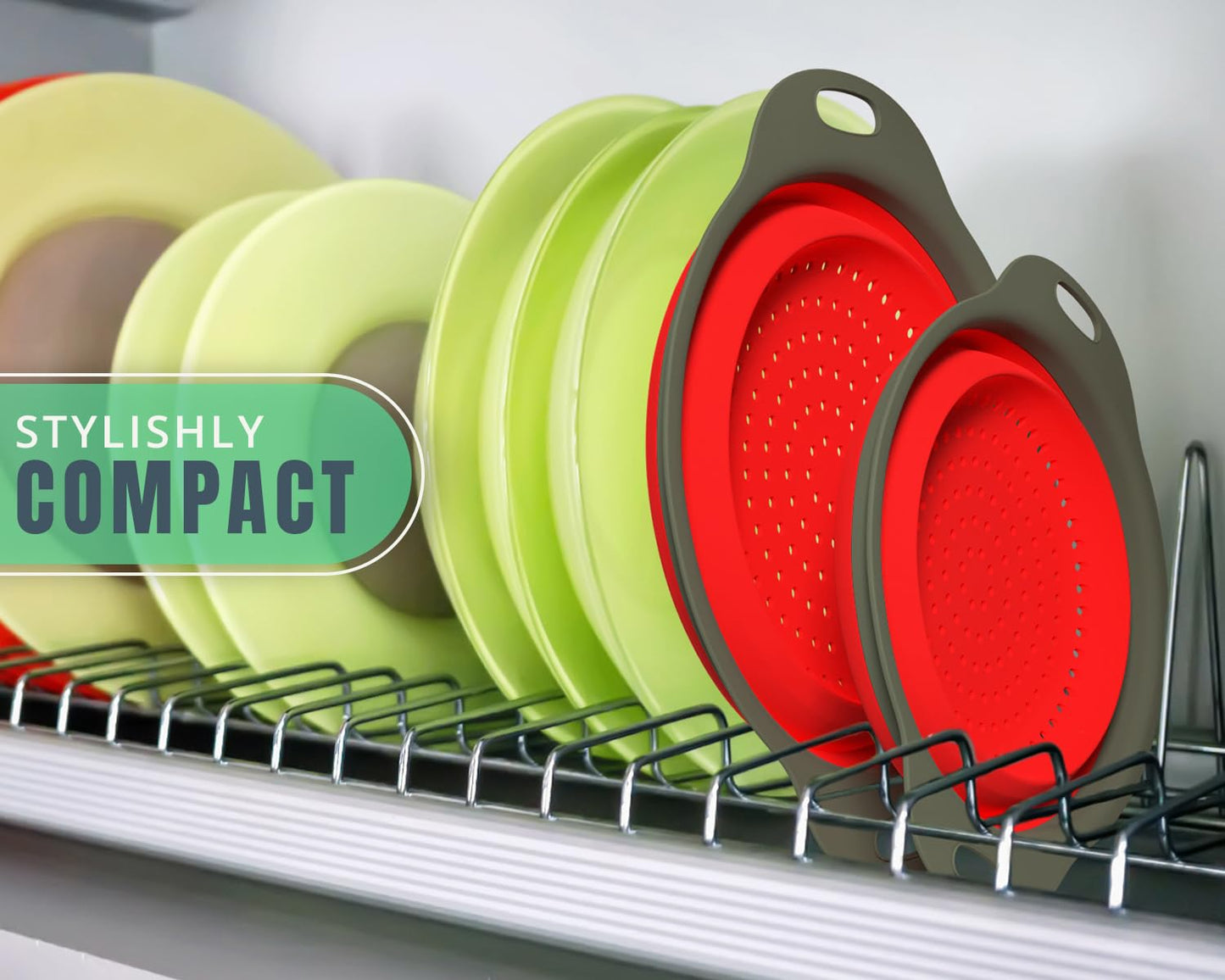 Ultimate Kitchen Strainers Set of 2 - Collapsible Silicone Colanders For Easy Storage by Comfify - Use with Pasta & Veggies or as a Fruit or Berry Bowl with Strainer - Irreplaceable for Campers - Blue