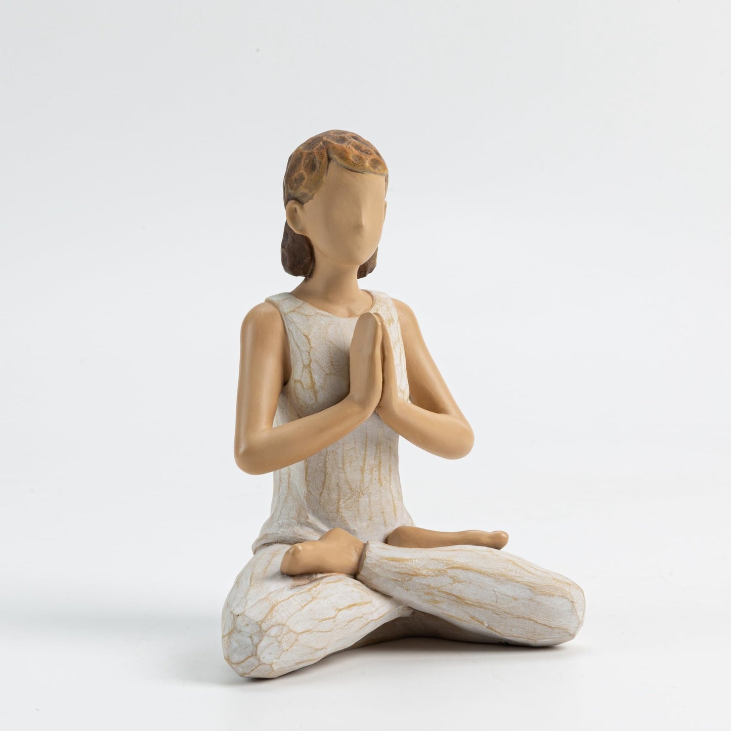 ShineOnAngel Yoga Meditation Statue, 5" Yoga Girl Living Room Decoration, Woodcut Carving, Hand Painted Resin, Home Decor