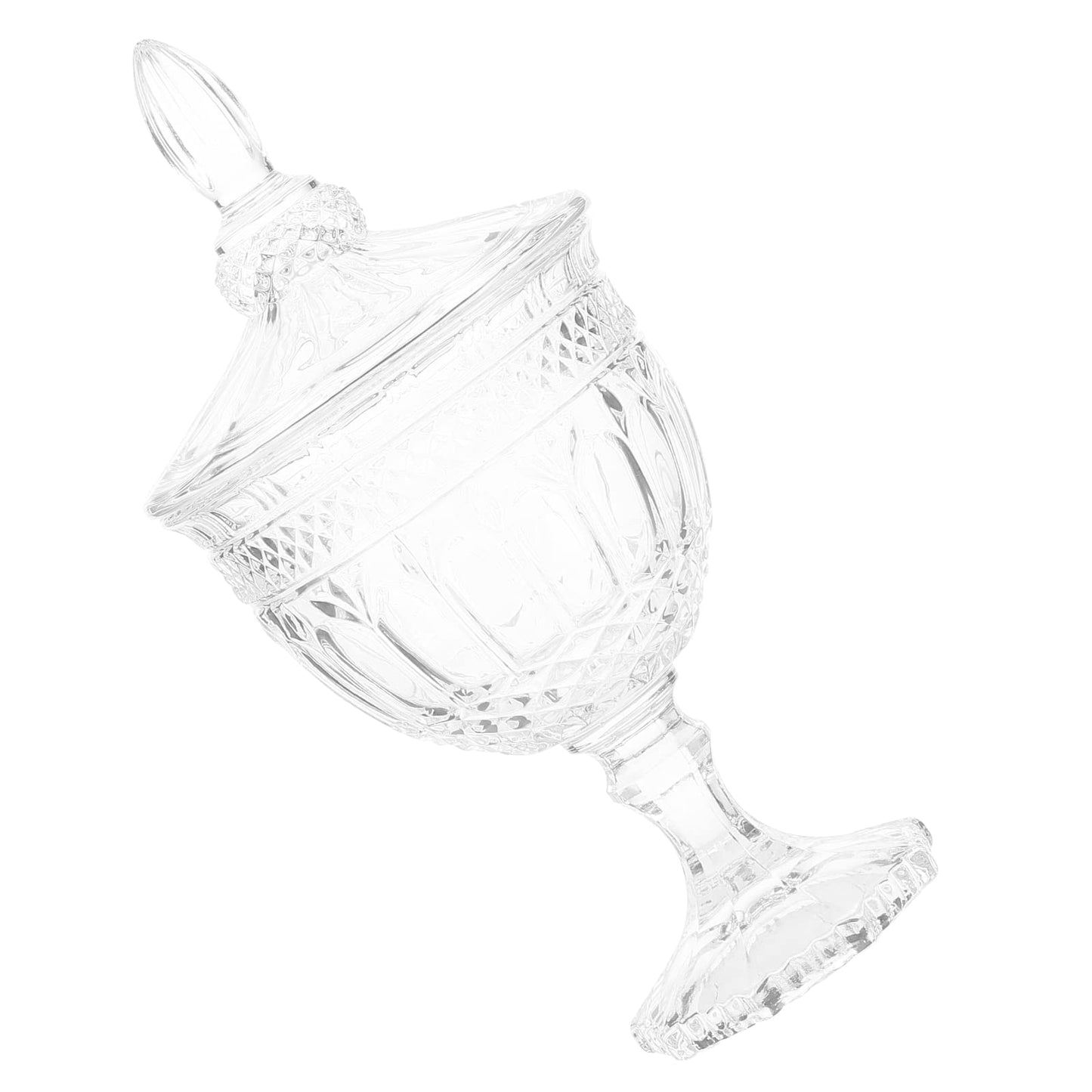Cabilock European Style Glass Candy Jar with Lid - Crown Embossed Clear Crystal Canister for Candy/Cookies/Chocolate, Decorative Storage Jar for Home Table & Wedding Party