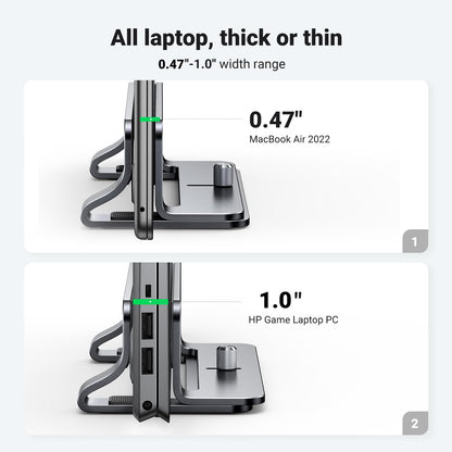 UGREEN Vertical Laptop Stand for Desk Adjustable Laptop Holder Dock Aluminum Desktop Stand, Compatible for MacBook Air Pro, Microsoft Surface(Grey)