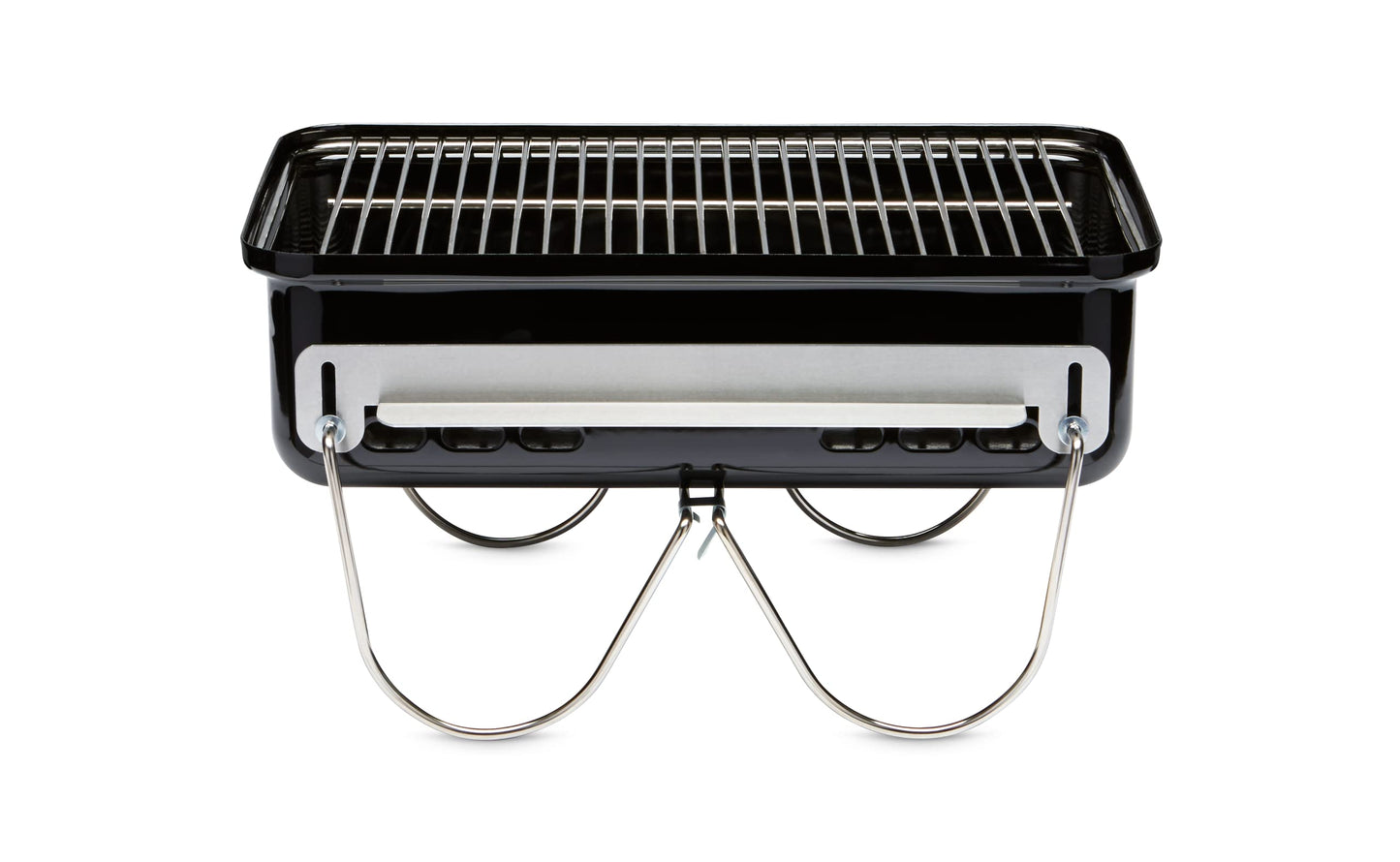 Weber Go-Anywhere Charcoal BBQ/Portable Grill with Folding Legs, Compact Design for Camping & Picnics, Durable Enamel, Precise Airflow Control, 42 x 26 cm Cooking Area, Black