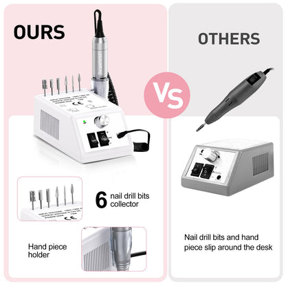 20000RPM Electric Nail Drill Professional Nail File Drill Acrylic Nails Kit for Manicure Gel Nail Polish Remover with 1 Pack of Sanding Bands(Pink)