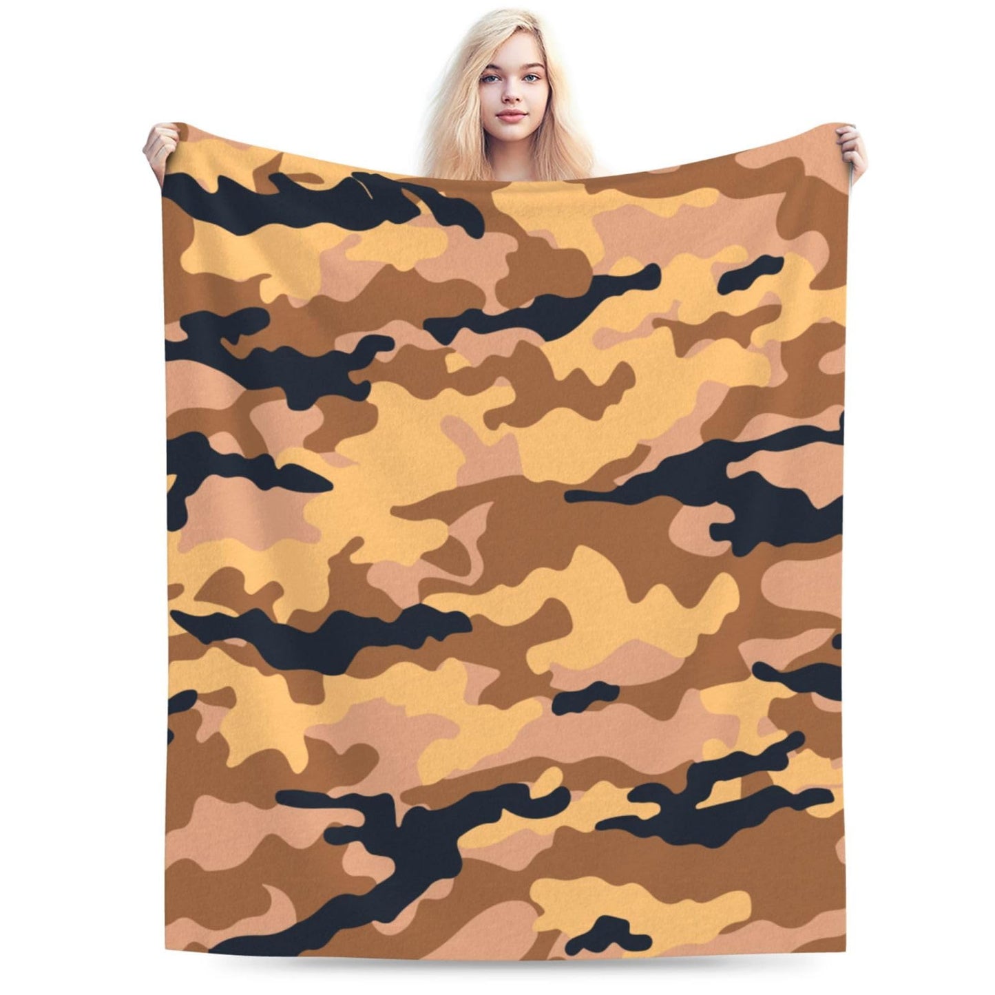 Perinsto Military Camo Throw Blanket Ultra Soft Warm All Season Camouflage Decorative Fleece Blankets for Bed Chair Car Sofa Couch Bedroom 60"X50"