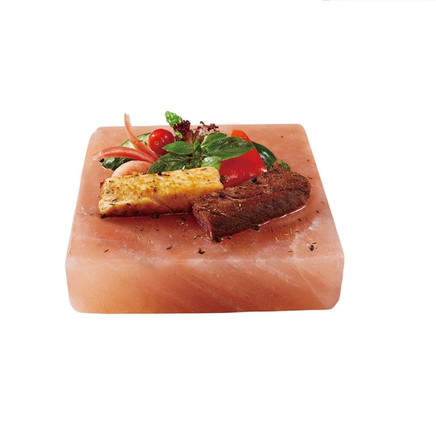 Himalayan Chef Natural Pink Salt Plate For Cooking, Grilling, Cutting and Serving, Pink Salt Slab (8" x 8" x 2")
