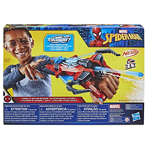 Marvel Spider-Man Spider Strike ‘N Splash Blaster, Super Hero Toys for Kids, Ages 5 and Up, Nerf Blaster for Kids, Water Blast Feature