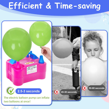 YEPVIE Electric Balloon Pump UK, Portable 2 Modes Balloon Inflator with 6 Balloon Arch Kits, Electric Air Pump for Balloons, Professional Electric Balloon Blower Machine for Birthday Party Decoration