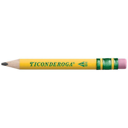 Ticonderoga My First Short Triangular Wood-Cased Pencils, #2 HB Soft, With Erasers, Yellow, 4 Count