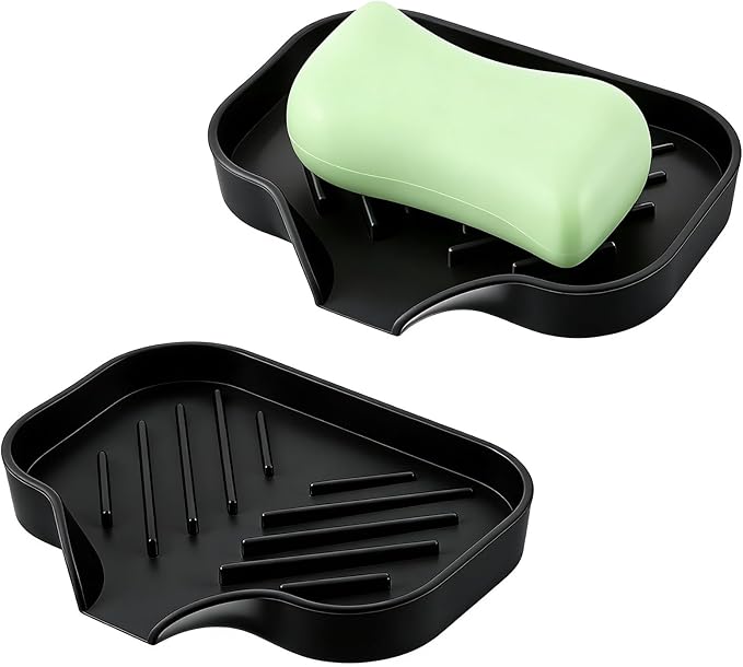 Sponge Holder with Drain Spout, Silicone Soap Dish