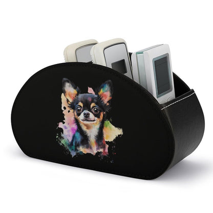 Chihuahua Dog Colorful Remote Control Holder with 5 Compartments Caddy Desktop Organizer for Home Office