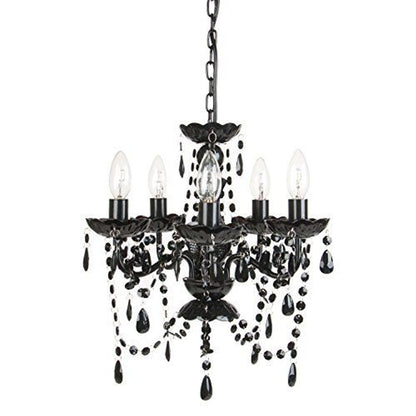 Tadpoles 5-Bulb Vintage Chandelier - Black Onyx | 20" x 18" x 17" | Hardwired Installation | Uses Five 25-Watt E12 Candelabra Bulbs | Faux Crystal Chandelier with Acrylic & Glass Beads