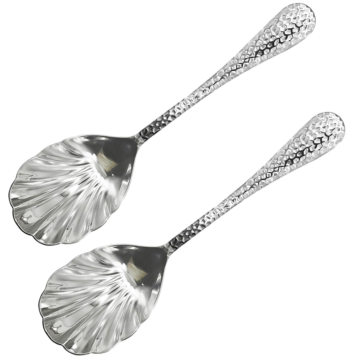 Pinenjoy 2Pcs Shell Shape Serving Spoons 18/10(304) Stainless Steel Vegetable Spoon 8.85inch Large Scalloped Soup Spoon for Home Party Restaurant Buffet