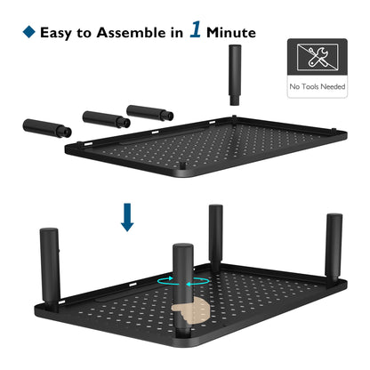 BONTEC Adjustable Monitor Riser for Desk, Ergonomic Metal Stand with 3 Height Levels (100/120/140mm), Mesh Surface for Airflow, Up to 20KG, Computer Stand, Cable Ties Included
