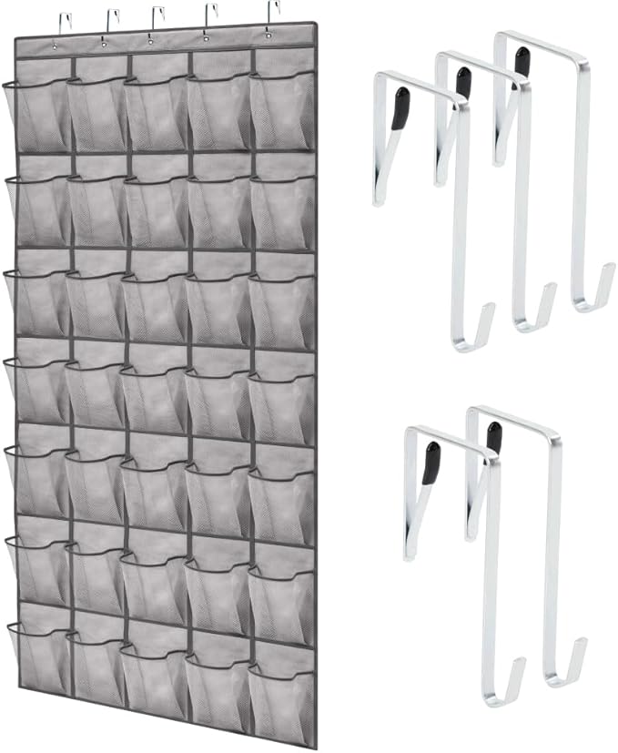 GORILLA GRIP Over the Door Shoe Organizer, 35 Large Breathable Mesh Pockets
