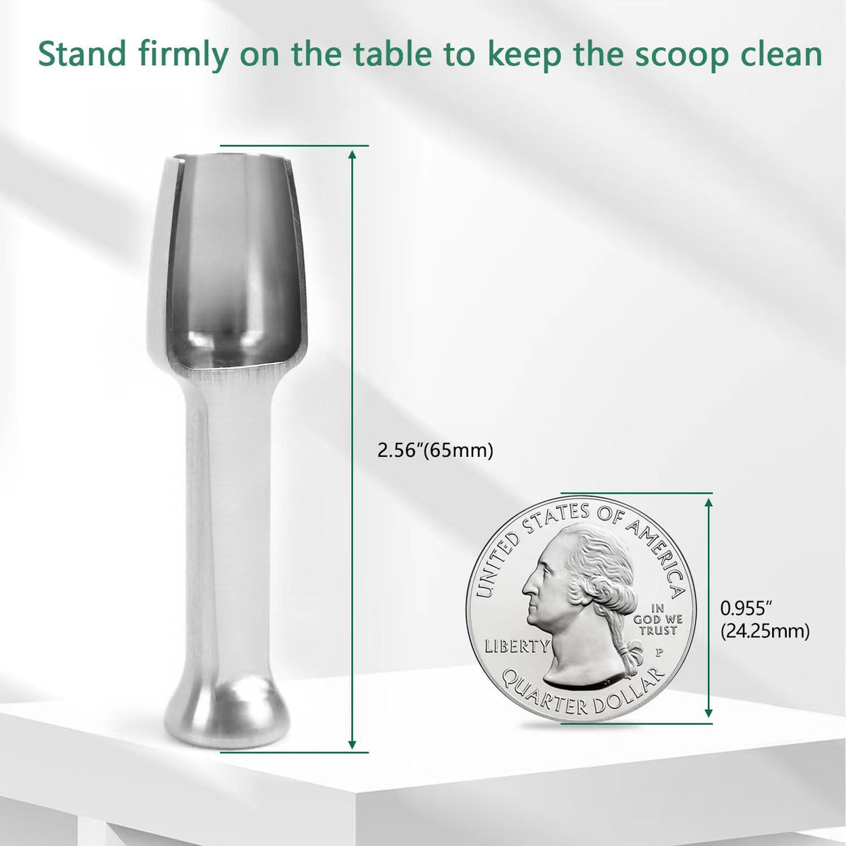 Mini SS304 stainless steel scoop with tamp tool,0.25 gram 2.56 inch capacity spoon for multi-purpose use sugar salt powder spices dishwashers safe for kitchen Laboratory
