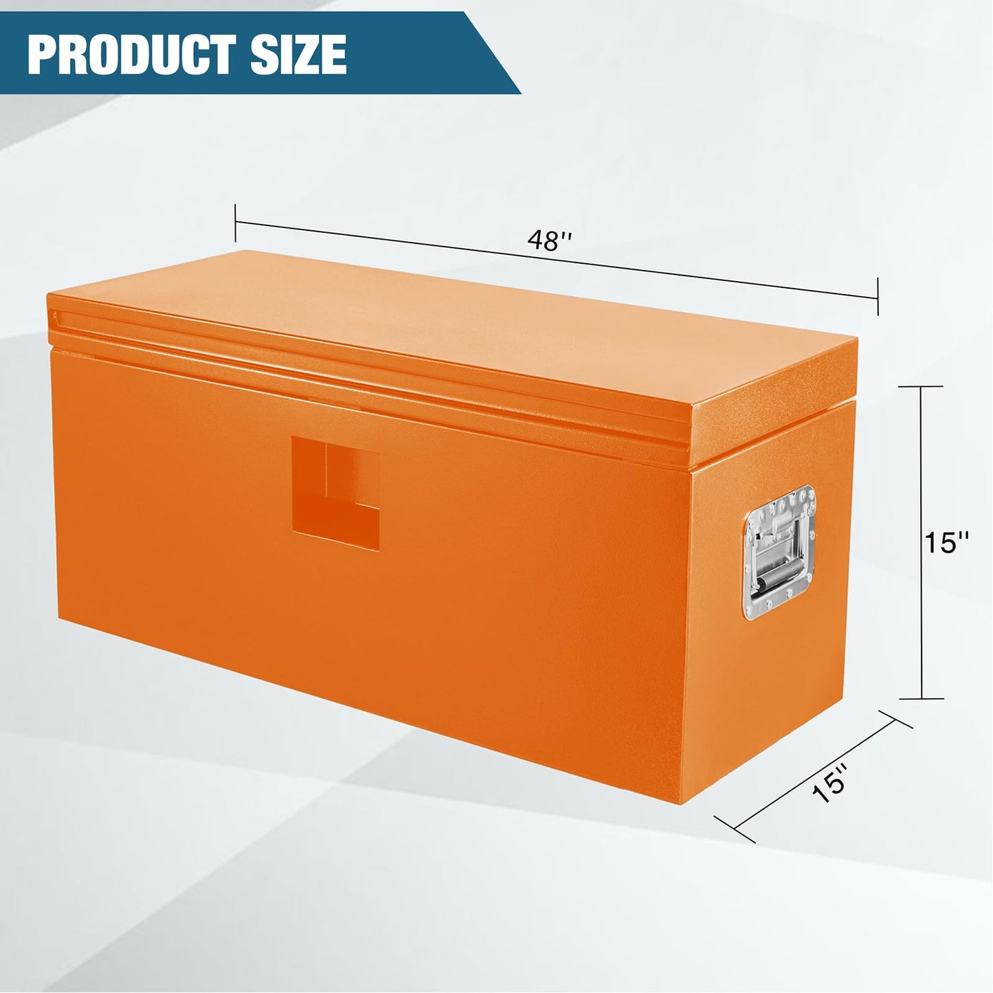 Garvee Black Steel Truck Bed Tool Box, Trailer Tongue Box, Truck Storage Organizer Tool Chest For Truck Bed, RV, Trailer (48"x 15.5"x 15.5" - Orange)