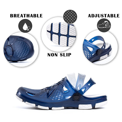 Mens Clogs Lightweight Garden Sandals Breathable Clogs for Men Summer Slippers Casual Mules Outdoor Pool Beach Yard Blue Size UK 10