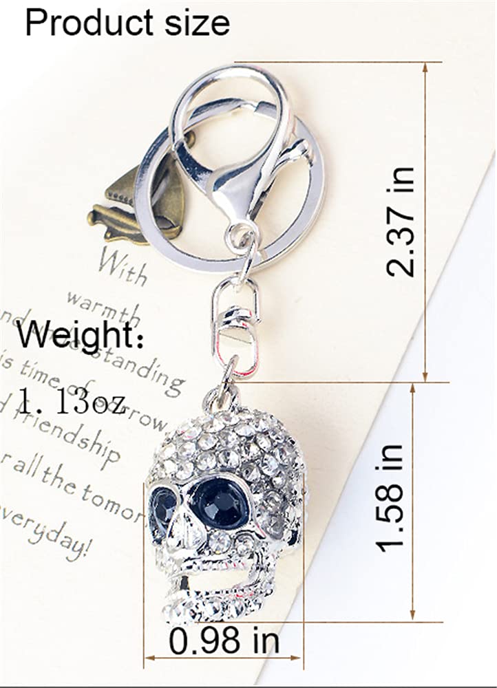 LXSSLY Skull Keychain for Men,Diamond Keychain,Punk Style Rhinestone Key chains,Crystal Skull Keyrings,Car Keychains for Men Women