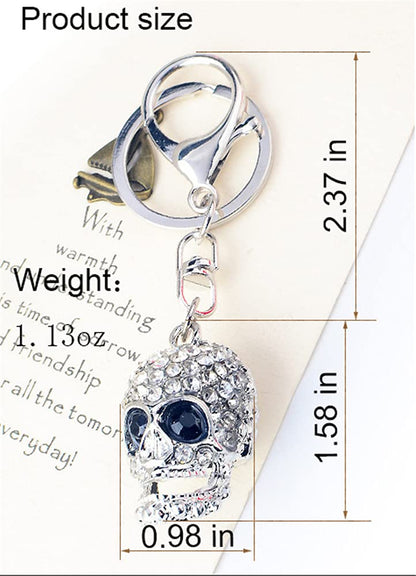 LXSSLY Skull Keychain for Men,Diamond Keychain,Punk Style Rhinestone Key chains,Crystal Skull Keyrings,Car Keychains for Men Women