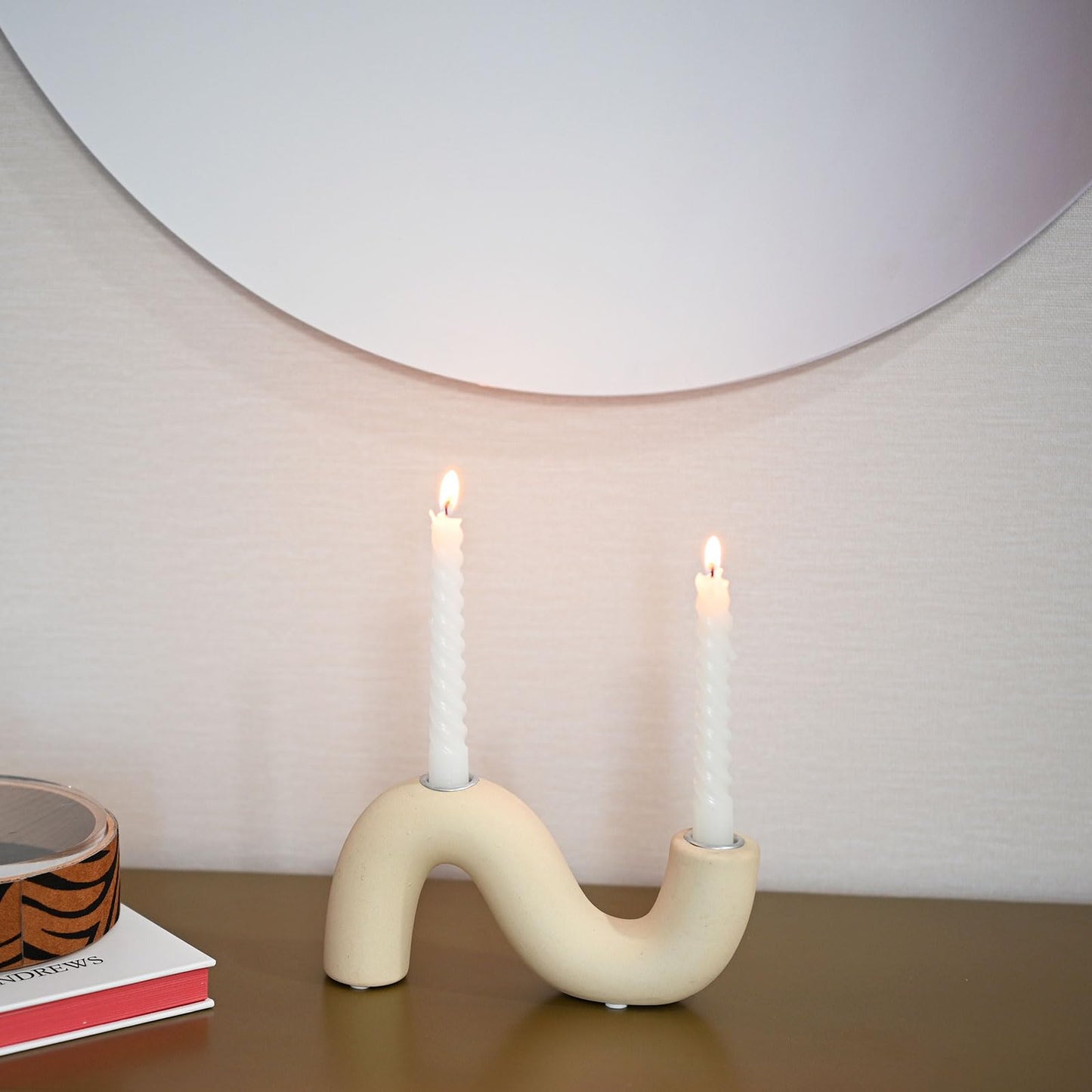 Sveudvdis Ceramic Candle Holder, Modern Taper Candlestick Holder for Dining Table, Living Room Coffee Table, Candelabra for 2 Taper Candles
