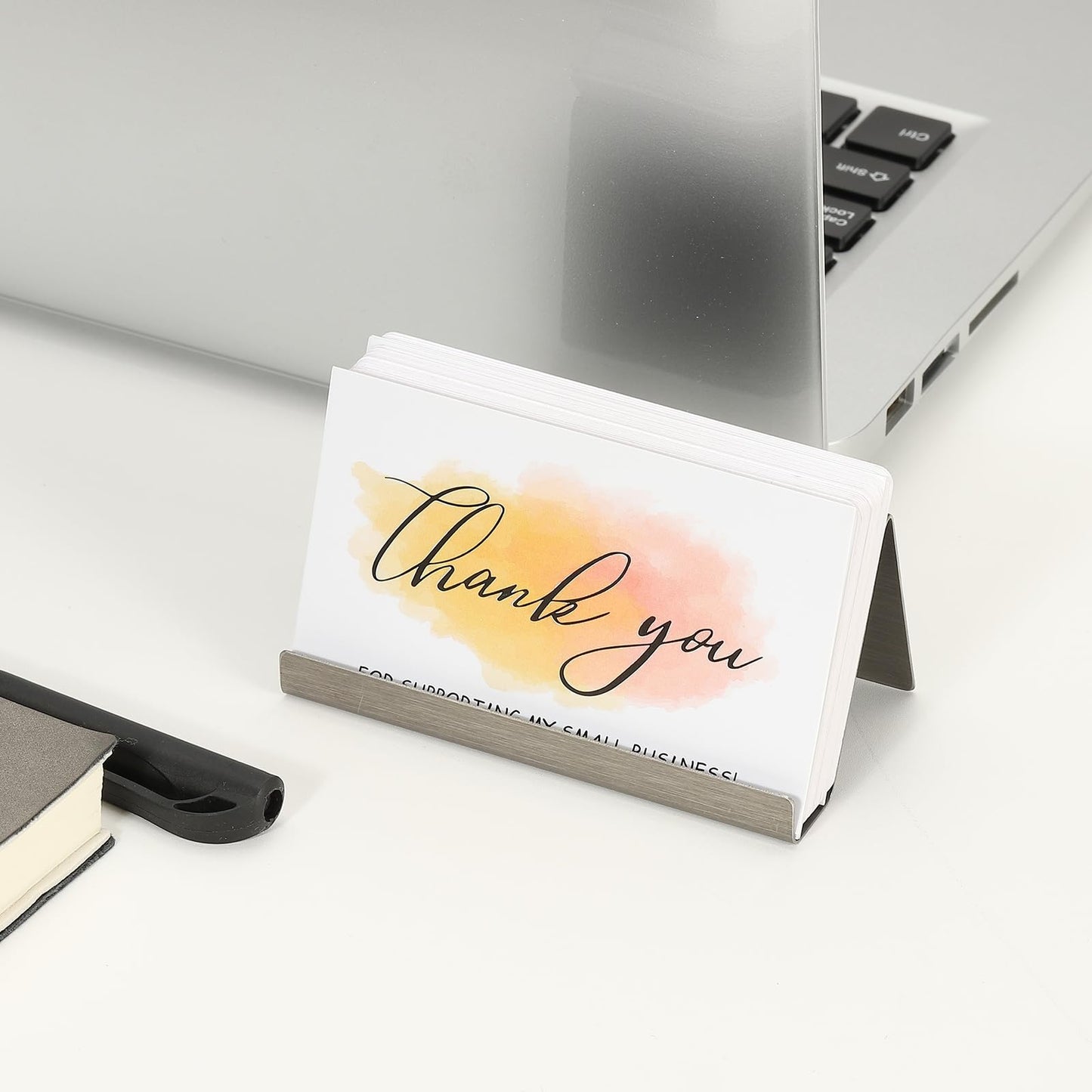 PATIKIL Business Card Holder for Desk, 3Pcs Business Card Holders Stainless Steel Card Stand Organizer Cards Display for Office Exhibition, Silver Tone