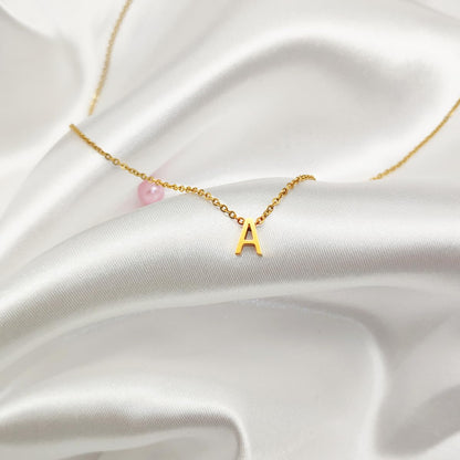 Scaleer Small Initial Necklace 18K Gold Plated Stainless Steel Tiny Letter S Necklace Personalized Monogram Name Necklace for Women