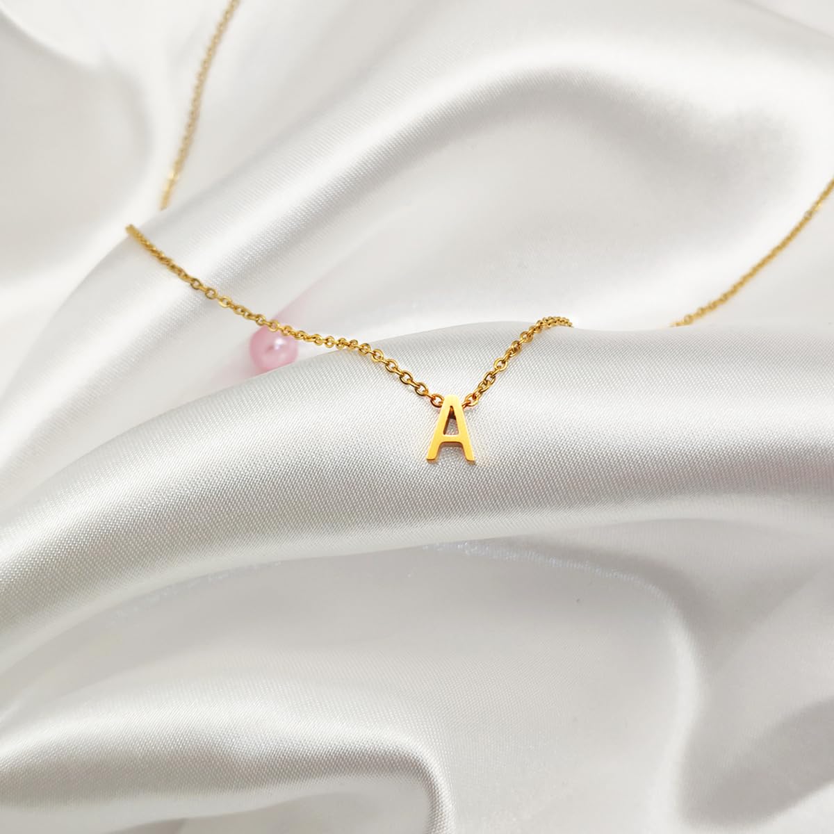 Scaleer Small Initial Necklace 18K Gold Plated Stainless Steel Tiny Letter L Necklace Personalized Monogram Name Necklace for Women