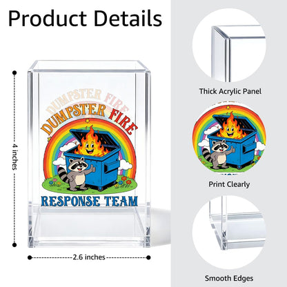 Gkodw Everything is Fine Cosmetic Organizer Pen Holder, Acrylic Desk Holder for Pen Pencil, Office Gifts for Coworker, Dumpster Fire Desk Accessory (Transparent64)