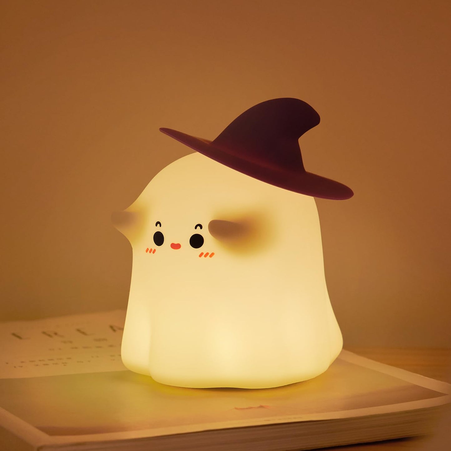 Ghost Night Light, Halloween Decor Cute Kids Night Light Magician Lamp Silicone Nightlight Rechargeable Table Lamp Dimmable Nursery Baby Nightlights Room Decor Christmas Halloween Gifts Cool Gadgets