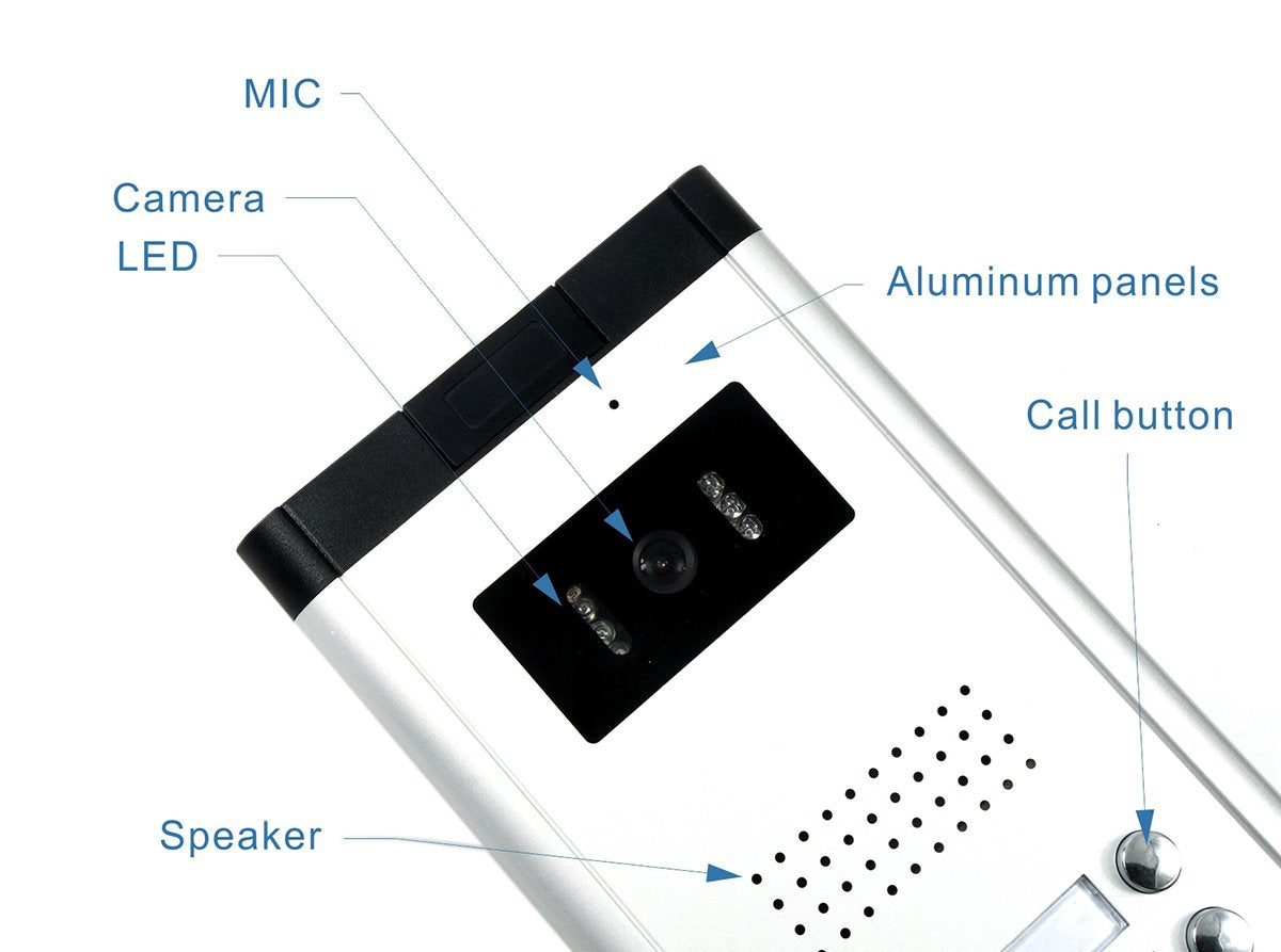 AMOCAM Apartment Video Intercom System, 4 Household Video Doorbell Kits, Wired 7 Inches Monitor, IR Outdoor Camera Support Monitoring, ID Unlock, 2 Way Intercom, 1- Camera and 4-Screen
