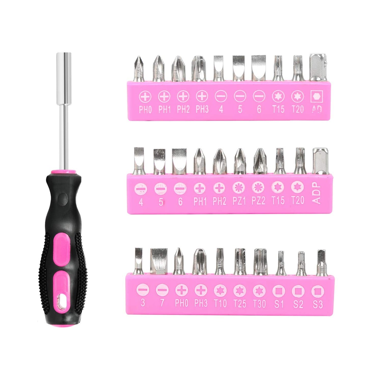 EXCITED WORK 89 Piece Pink Tool kit, Ladies Hand Tool Set with Easy Carrying Round Pouch Household Tool Kit Perfect for DIY, Home Maintenance and Dorm Repair