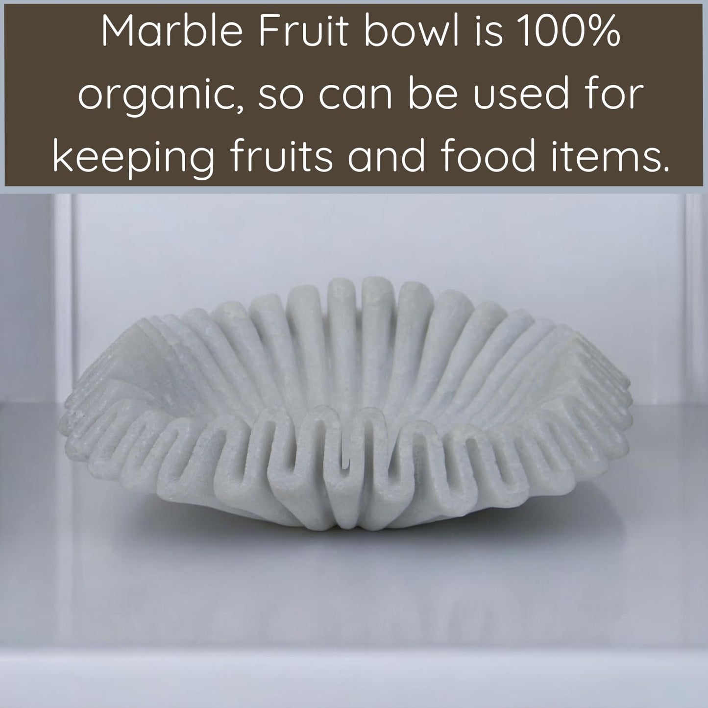 CRAFTFOBIA Marble Ruffle Bowl Handcrafted Decorative ScallopBowls - Antique Catchall Jewelry Dish Fruit Organizer for Home & Kitchen (6 inches)