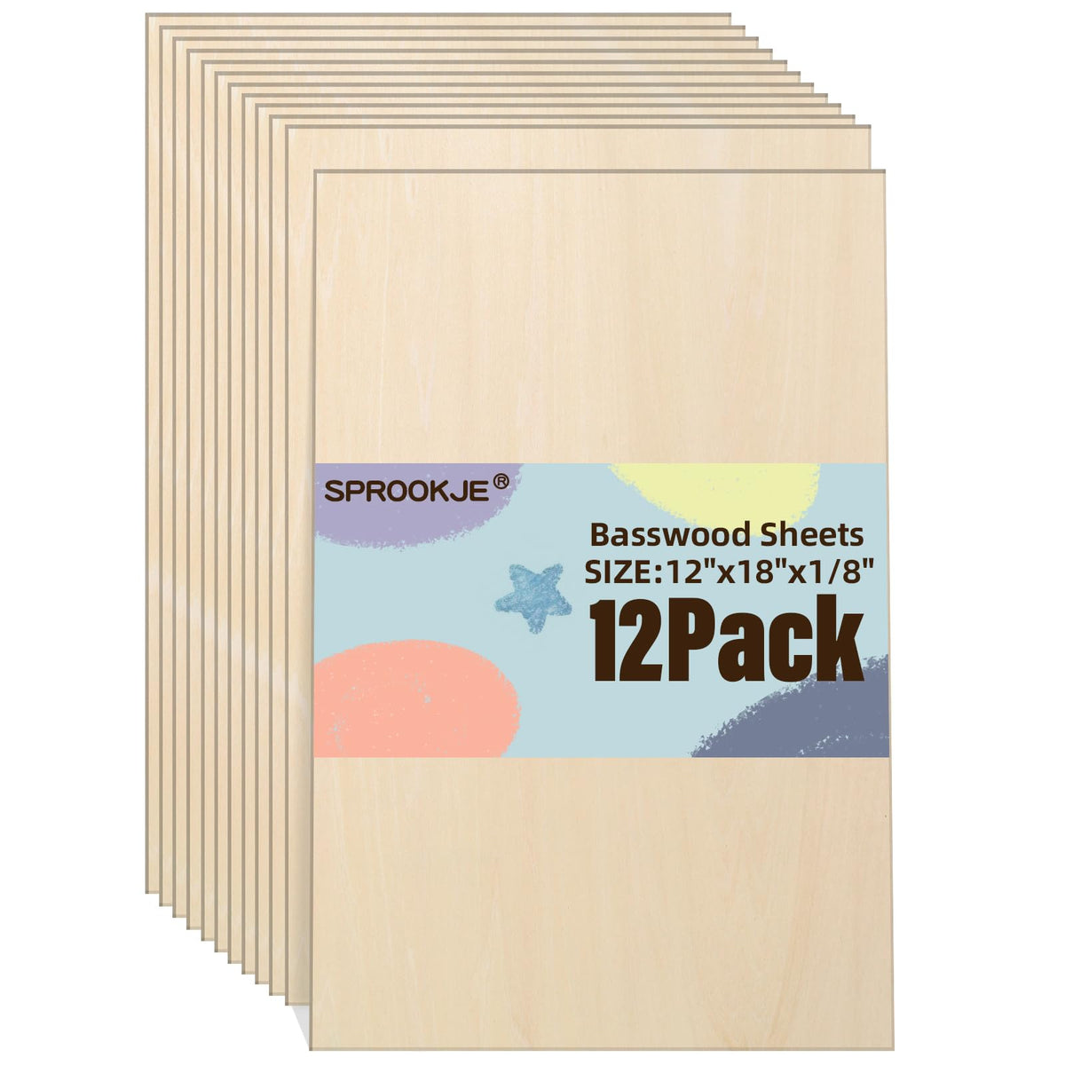 Basswood Sheets 12"x18"x1/8",12 Pack