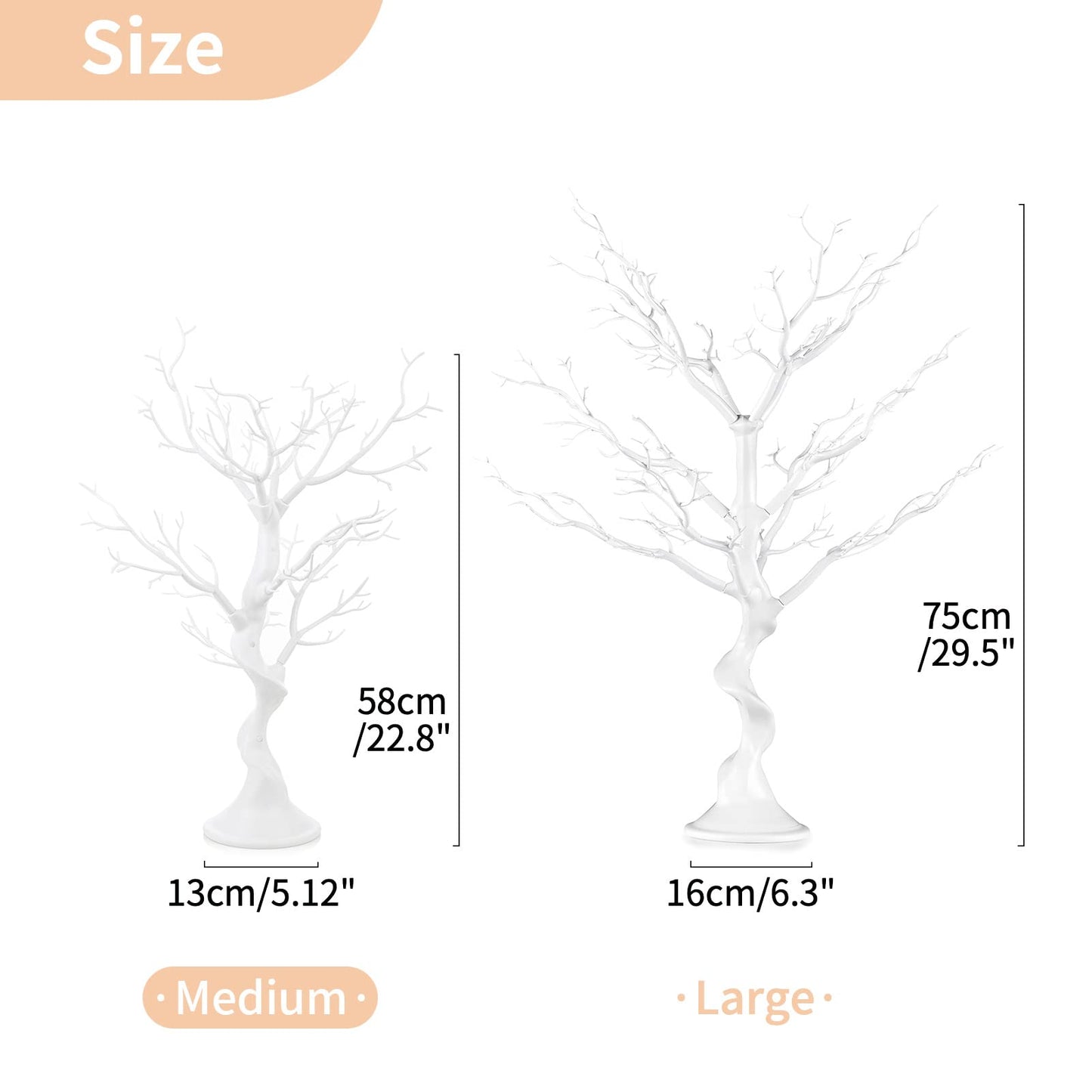 Nuptio White Christmas Tree Branch Artificial 22.8 inch Tall Manzanita Tree Centerpiece Wedding Centerpieces for Tables, Decorative Ornament Display Tree Branches for Decoration Weddings (1 Pc)