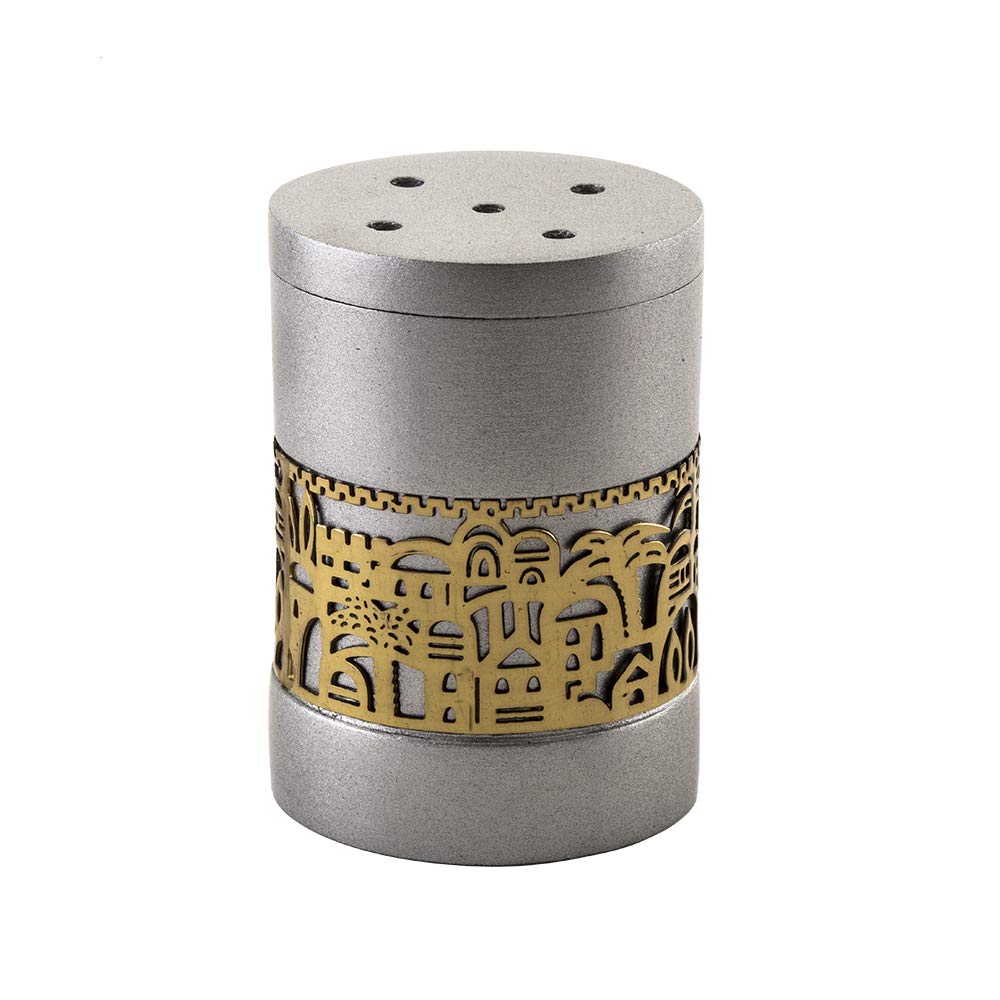 Yair Emanuel Jerusalem Salt Shaker Anodized Aluminum Holy Land Judaica Gift (Gray SAG-1)