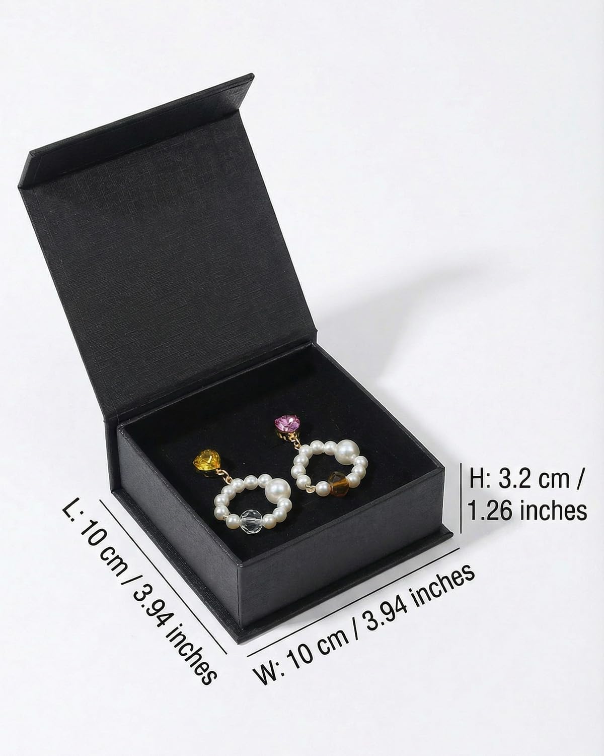 Jewelry Gift Box Set, 12 Pieces Flip-Up Velvet Foam Filled Square Jewelry Boxes for Necklaces, Earrings & Rings, Cardboard Paper Gift Case, Velvet Jewelry Box, 3.93 x 3.93 x 1.26 Inches (Black)