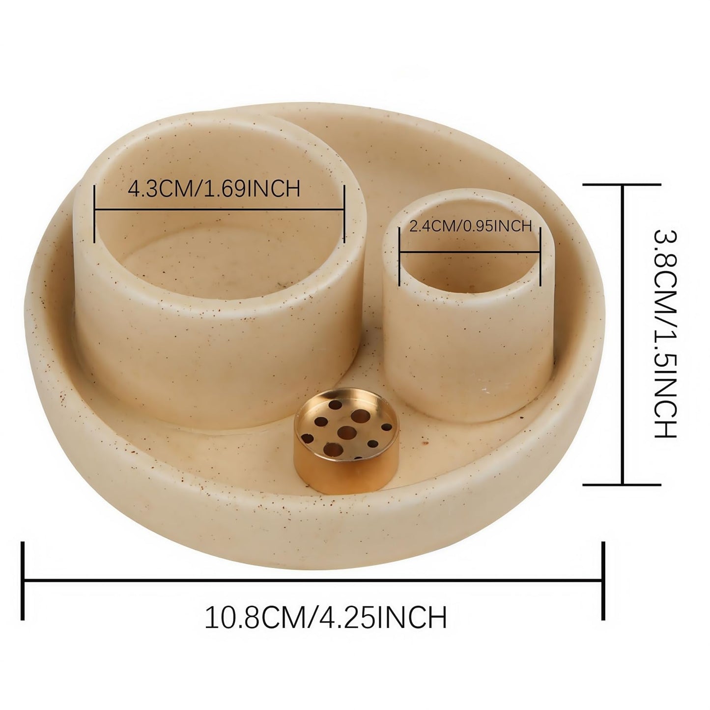 4 in 1 Incense Holder, Ceramic Incense Stick and Palo Santo Holder,Sage Holder for Burning- 4.25" Ceramic Ash Catcher Tray for Meditation and Yoga Room (Sand)