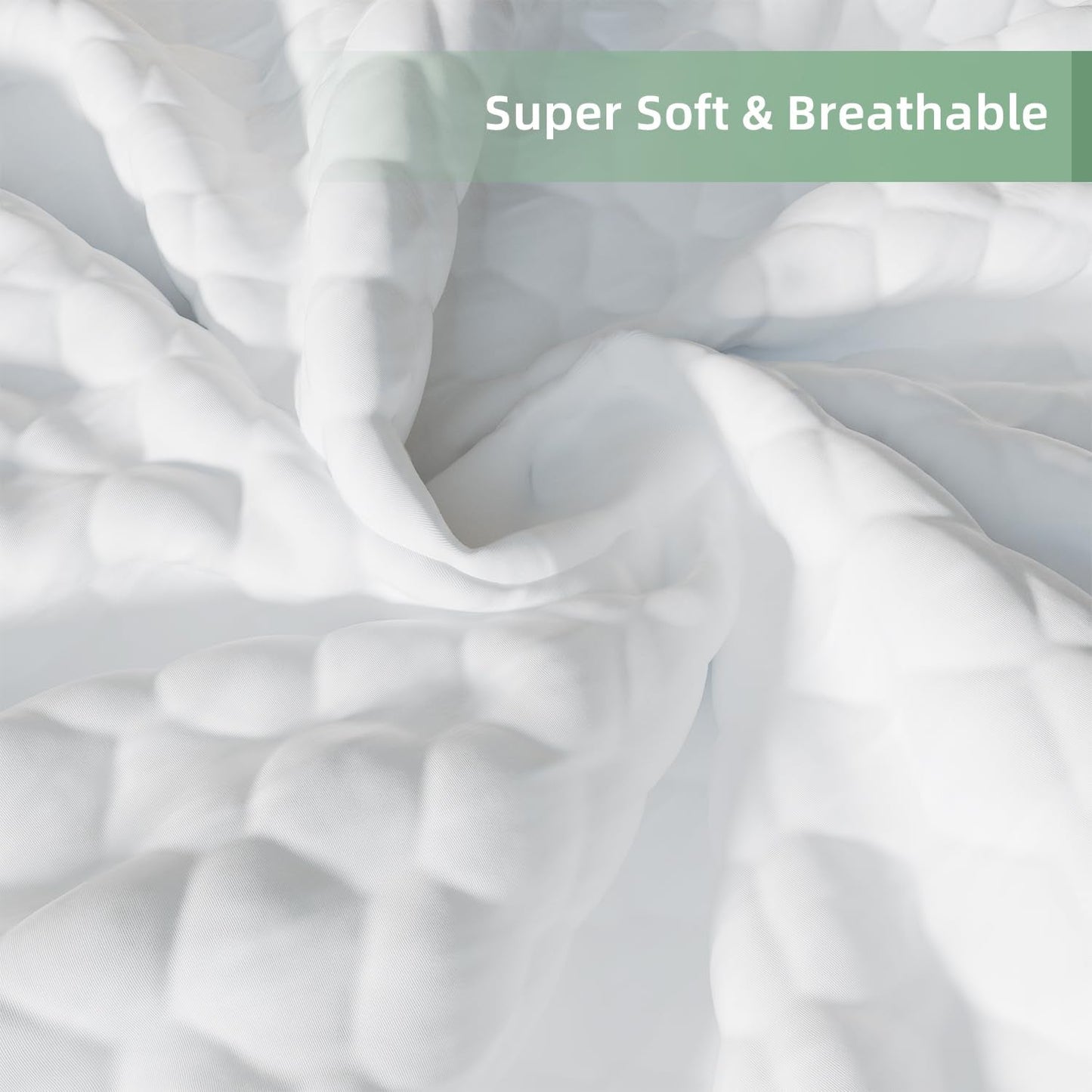 PDXM Waterproof Mattress Protector, Mattress Cover, Soft, Breathable,Noiseless, Deep Pocket 6-18 inches, White for Home Hotel Bedroom,Easy wash (Queen)
