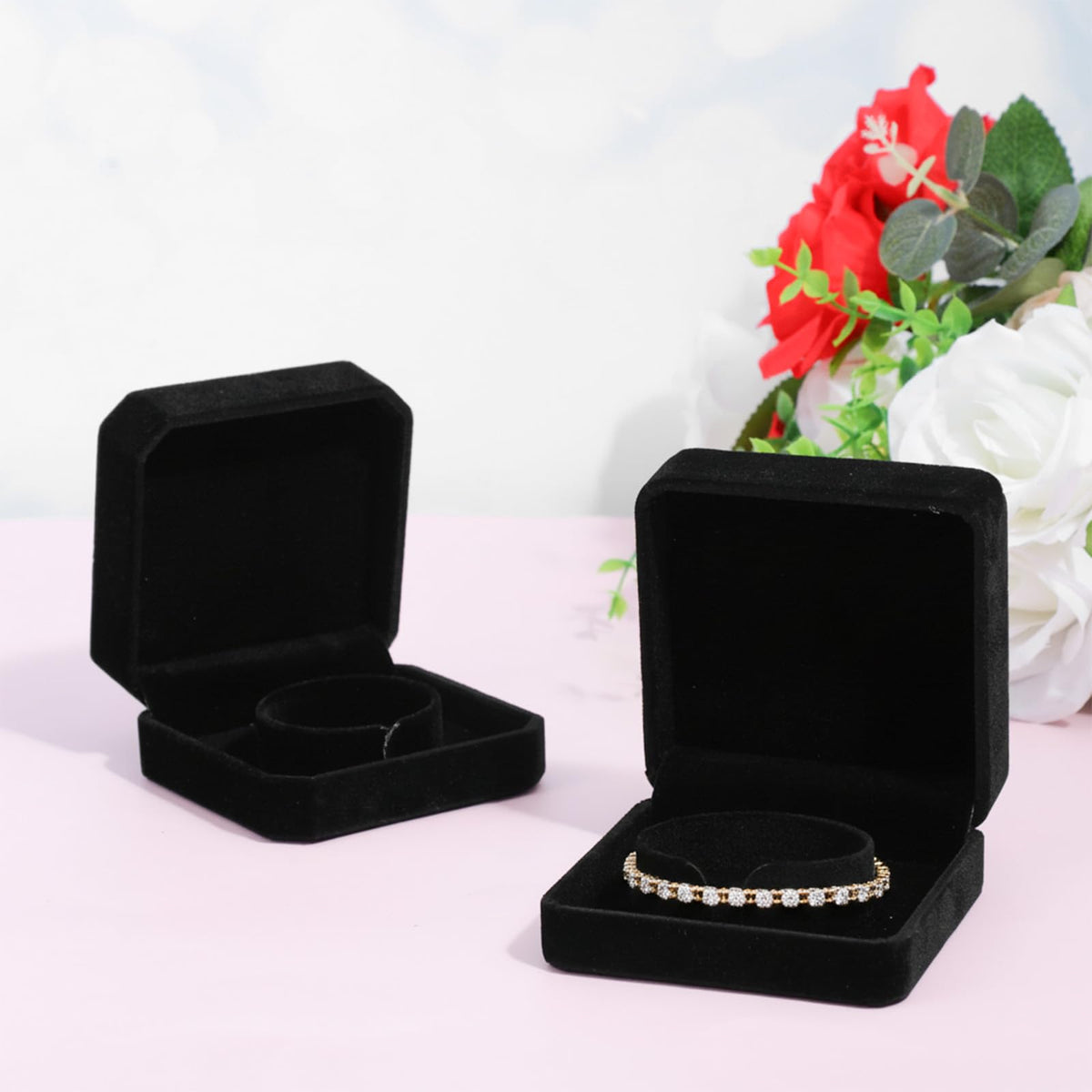 PercyEffie 12Pcs Velvet Bracelet Gift Box Bulk, Classic Black Bracelet Pendant Necklace Gift Box Case for Jewelry Storage Display Case for Christmas Wedding Engagement Birthday Anniversary