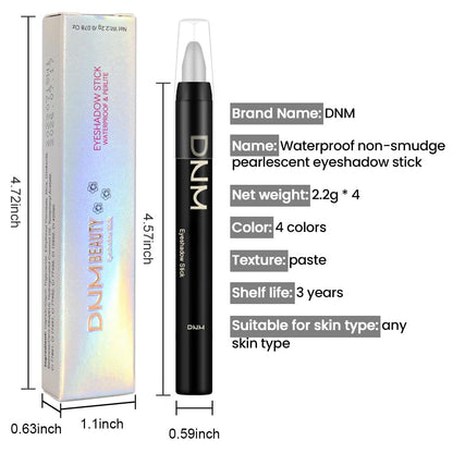 Kaely 4Pcs Metallic Shimmer Smoky Eye Shadow Sticks, Pearl White Dazzling Grey Gray Pearl Black Silver, Smokey Eyeliner Pencil Eyeshadow Palette Goth Halloween Makeup, Eye Brightener Stick for Women